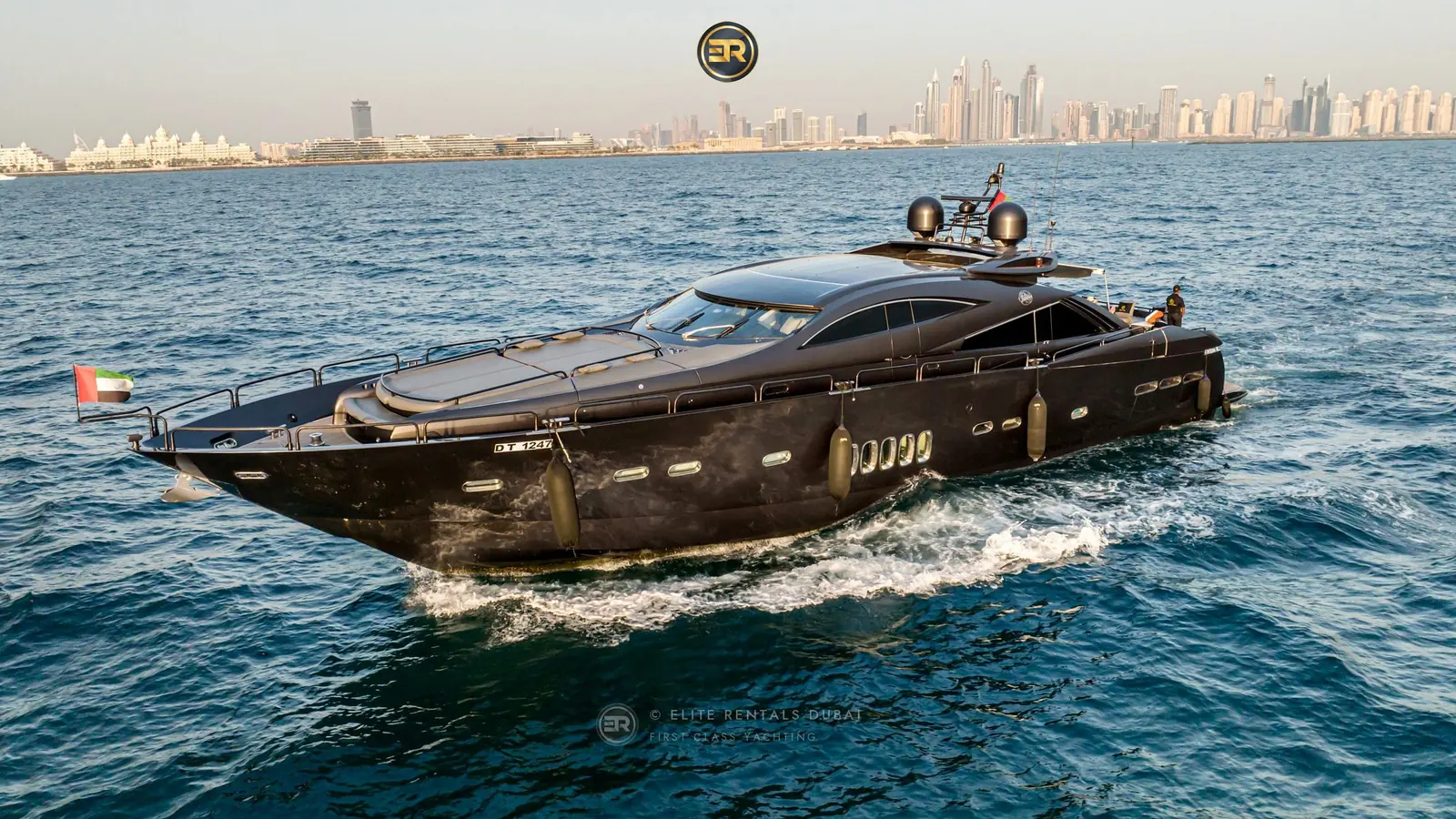 Elite Black Predator 105 Yacht - Luxury Yacht Charter Dubai Marina